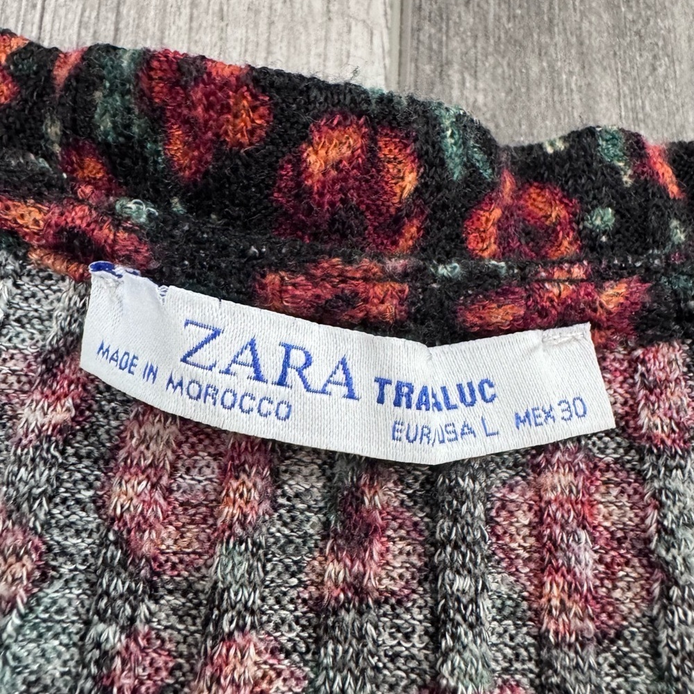 Zara Black Floral Ruffle Tea Mini Dress Long Sleeve Babydoll Large - Picture 3 of 6